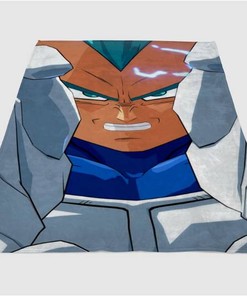 Vegeta Blue Saiyan Face Sherpa Fleece Blanket Gifts for Family, for Couple