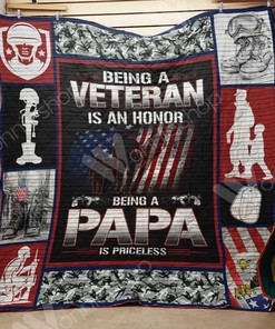Veteran Dad Being Papa Is Priceless Quilt Blanket Bedding Set