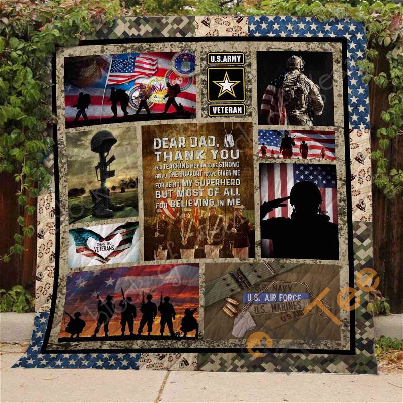 Veteran Dad Quilt Blanket Bedding Set With Pilliwcases Option