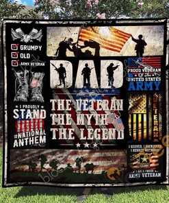 Veteran Dad Quilt Blanket Bedding Set With Pillowcase Option