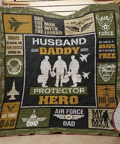 Veteran Husband Daddy Protector Hero Quilt Blanket