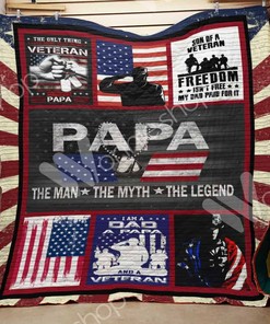 Veteran Papa The Man The Myth The Legend Quilt Blanket Bedding Set