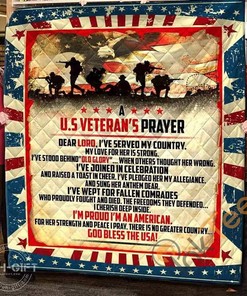 Veteran U.S Veteran Prayer Amen Quilt Blanket Bedding Set