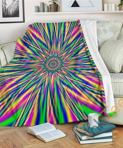 Vibrant Psychedelic Optical Illusion Sherpa Fleece Blanket Gifts for Family, for Couple