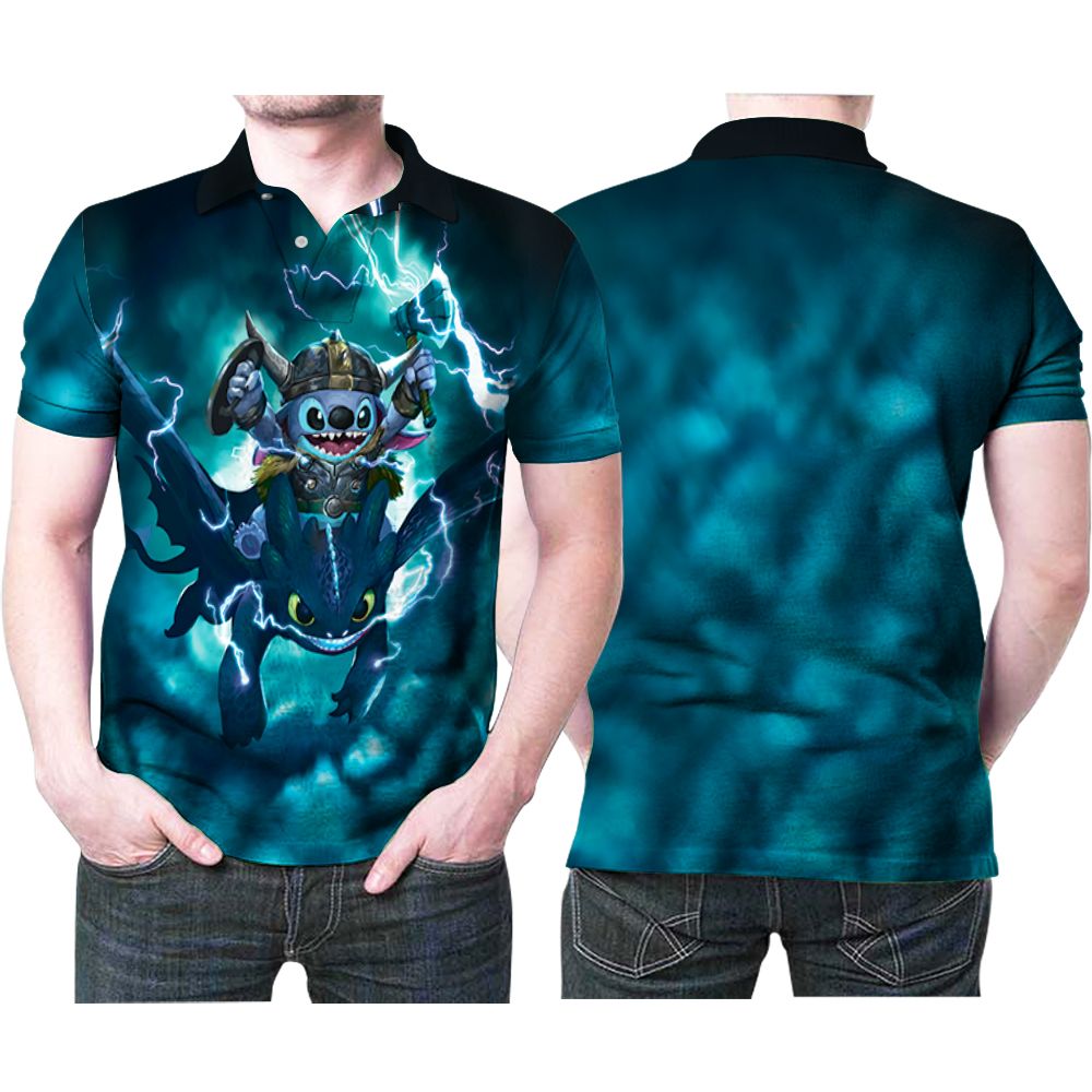 Viking Stitch And Toothless Warriors Friends 3D All Over Print Polo Shirt