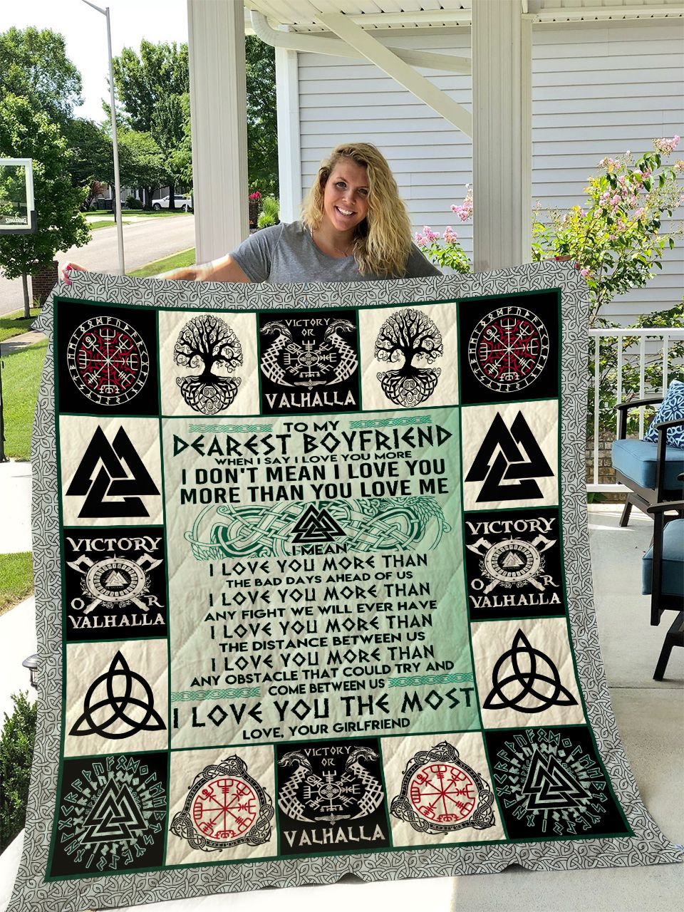 Viking To My Boyfriend From Girlfriend I Love You The Most Personalized Quilt Blanket