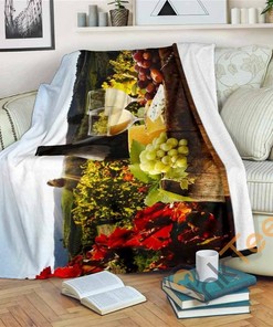 Vineyard Sherpa Fleece Blanket Gifts for Family, for Couple