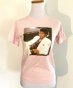 Vintage 80S Michael Jackson Thriller Baby Tee Shirt Pink Xs