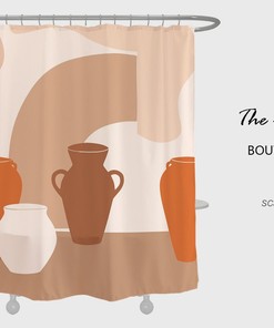 Vintage Bottle Boho Shower Curtain, Bath Decor Ideas, Housewarming Gift, Waterproof Shower Curtains