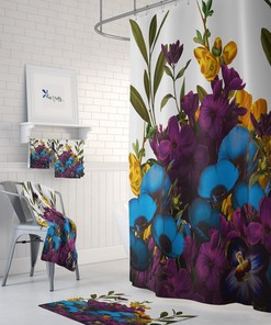 Vintage Bouquet Floral Shower Curtain Optional Set And Sizes