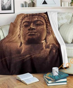 Vintage Buddha Statue Sherpa Fleece Blanket Gifts for Family, for Couple