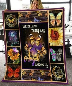 Vintage Butterfly We Believe There Are Angels Amomg Us Quilt Blanket Bedding Set