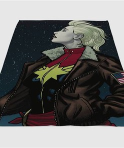 Vintage Captian Marvel Sherpa Fleece Blanket Gifts for Family, for Couple