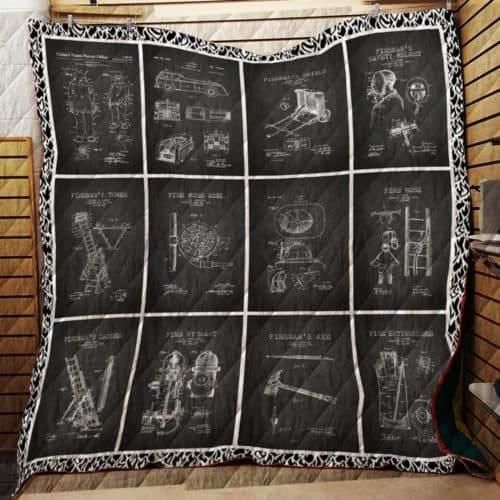Vintage Firefighter Quilt Blanket Bedding Set for Home Décor