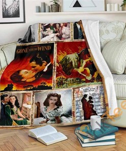 Vintage Gone With The Wind Fleece Fan Gift Sherpa Fleece Blanket Gifts for Family, for Couple