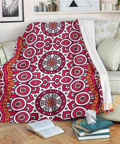 Vintage Indian Mandala Sherpa Fleece Blanket Gifts for Family, for Couple