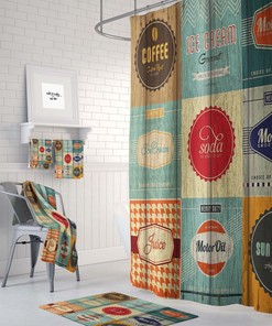 Vintage Inspired Advertising Shower Curtain Weathered Wood Primitive Grunge