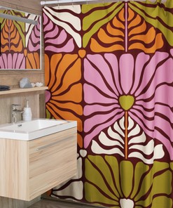 Vintage Inspired Floral Retro Shower Curtain - A Botanical Touch To Your Bathroom