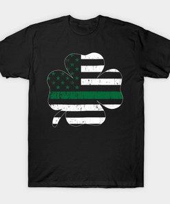 Vintage Irish Shamrock Usa Flag St. Patrick's Day Shirt