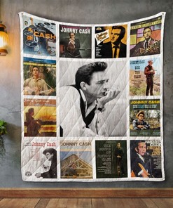 Vintage Johnny Cash Album Covers Quilt Blanket Bedding Set