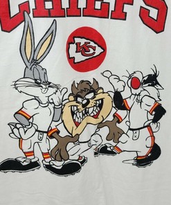 Vintage Looney Tunes Taz Bugs Sylv Kansas City Chiefs NFL T-shirt 1994