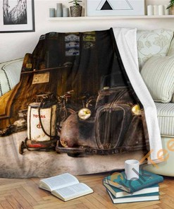 Vintage Mechanic Sherpa Fleece Blanket Gifts for Family, for Couple
