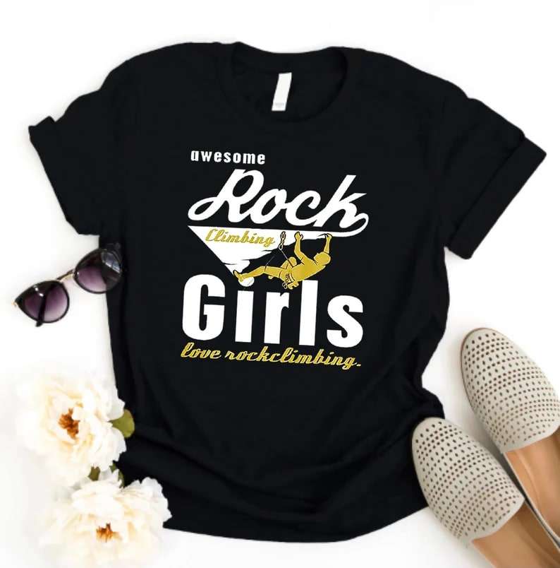 Vintage Mountaineering With Awesome Girls Love Rock Climbing T-Shirt