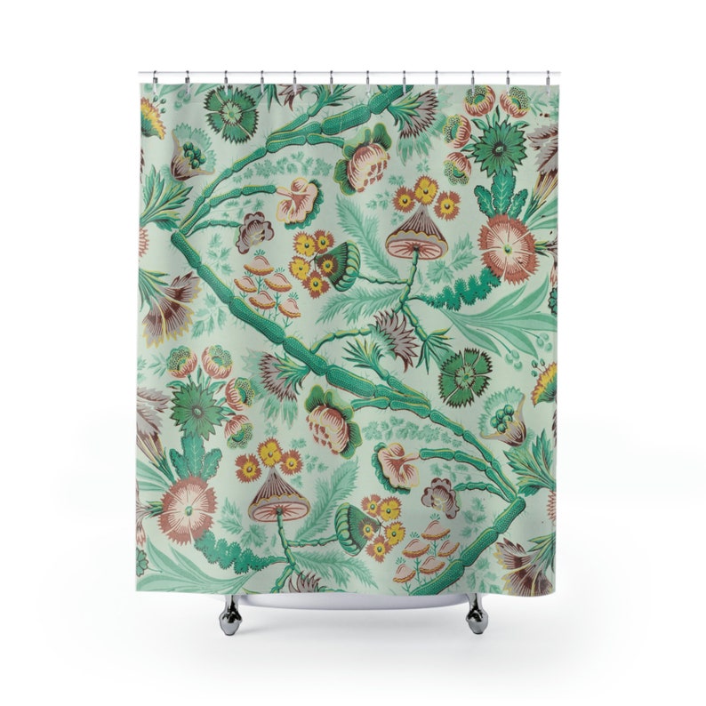 Vintage Mushroom Shower Curtain, Mushroom Bathroom Curtain, Vintage Shower Curtain, Boho Shower Curtain, Cottage Core Bathroom Decor - Image 2