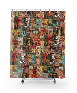 Vintage Pulp Novel Montage Shower Curtain