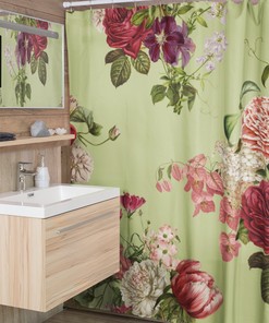 Vintage Style Floral Shower Curtain, Vintage Inspired Flowers Shower Accessory, Retro Bathroom Curtain, Botanical Tub Curtain