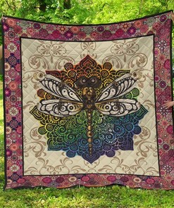 Vintage Style Mandala Dragonfly Gift Idea Quilt