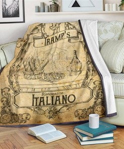 Vintage Tramp's Ristorante Italiano Sherpa Fleece Blanket Gifts for Family, for Couple