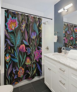 Vintage Victorian Floral Shower Curtain, Floral Shower Curtain, Blue Flower Shower Curtain, Vintage Royal Shower Curtain