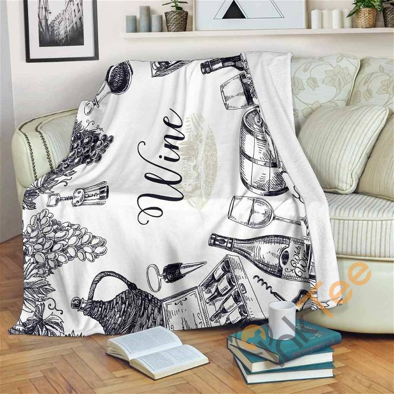 Vintage Wine Sherpa Fleece Blanket Gifts for Family, for Couple