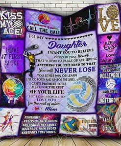Volleyball Daughter, Love, Mom Quilt Blanket Bedding Set