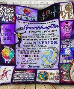 Volleyball Grandddaughter, Love, Grandma Quilt Blanket Bedding Set