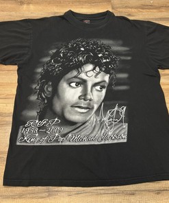 Vtg Michael Jackson 2009 Memorial Rap Tee Shirt Rip King Of Pop