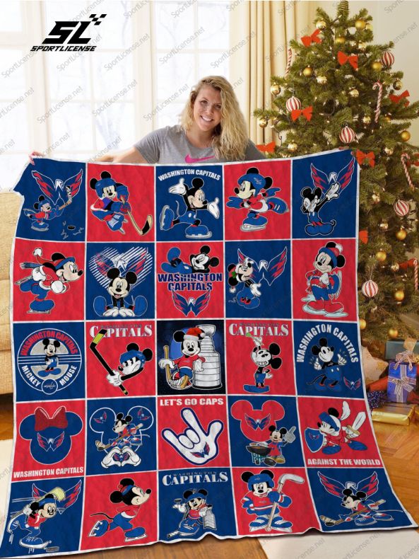 WC Washington Capitals Disney Mickey Let's Go Caps Quilt Blanket Bedding Set