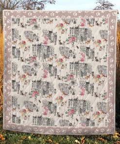 Walking On The Road Chihuahua Quilt Blanket Bedding Set