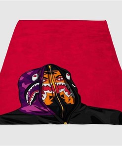 Wallpaper Bape Red Sherpa Fleece Blanket Gifts for Family, for Couple
