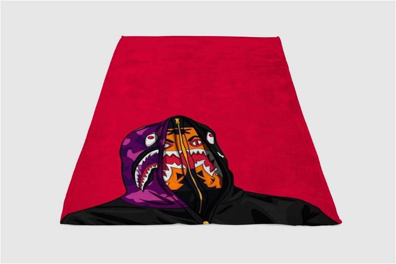 Wallpaper Bape Red Sherpa Fleece Blanket Gifts for Family, for Couple