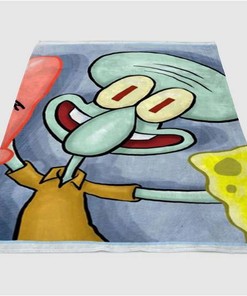 Wallpaper Spongebob Bersama Patrick Dan Squidward Sherpa Fleece Blanket Gifts for Family, for Couple