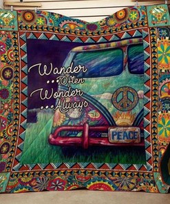 Wander Often Wonder Always Hippie Van Quilt Blanket Bedding Set
