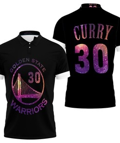Warriors Stephen Curry Iridescent Black Jersey 3D All Over Print Polo Shirt