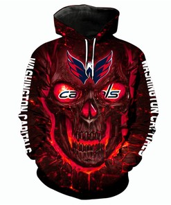 Washington Capitals Halloween Hoodie 3D Skulls Pullover Nhl