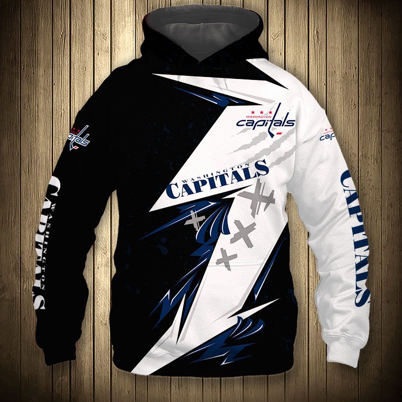 Washington Capitals Hoodie 3D Thunder Design Pullover Nhl