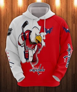 Washington Capitals Hoodie 3D Zip Hoodie 3D Cartoon Graphic Zip Hoodie for Fan