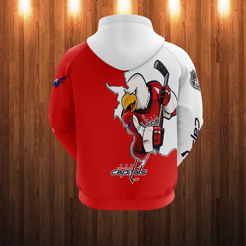 Washington Capitals Hoodie 3D Zip Hoodie 3D Cartoon Graphic Zip Hoodie for Fan - Image 2
