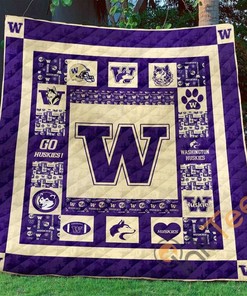 Washington Huskies Quilt Blanket Bedding Set With Pilliwcase Option