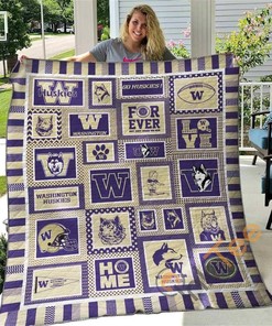 Washington Huskies Quilt Blanket Bedding Set With Pilliwcase Option Ver2